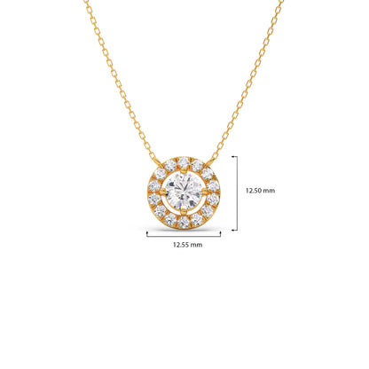 Round Halo Diamond Pendant Necklace