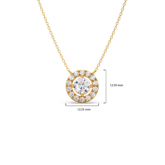 Round Halo Diamond Pendant Necklace