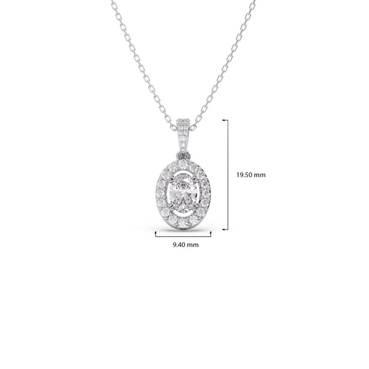 Oval-Cut Halo Diamond Pendant Necklace