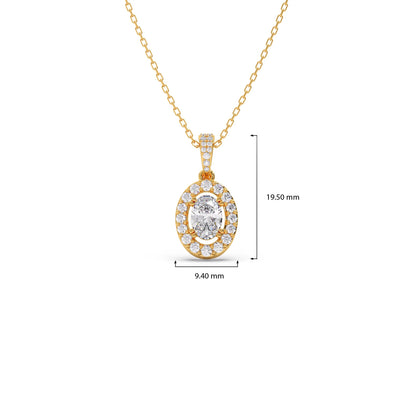 Oval-Cut Halo Diamond Pendant Necklace