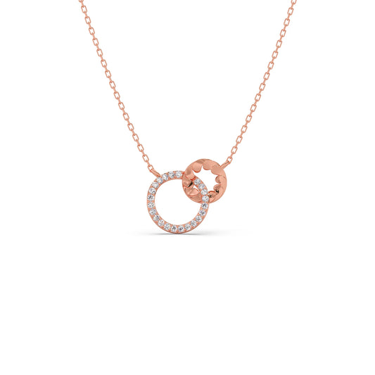 Gold Diamond Interlocking Circle Pendant