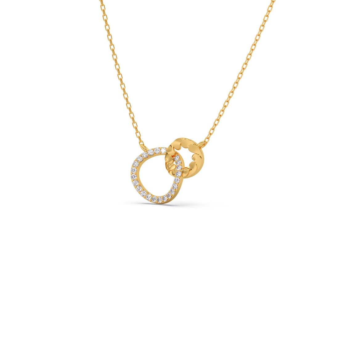 Gold Diamond Interlocking Circle Pendant