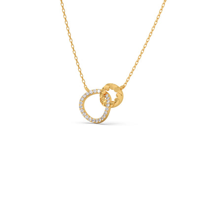 Gold Diamond Interlocking Circle Pendant