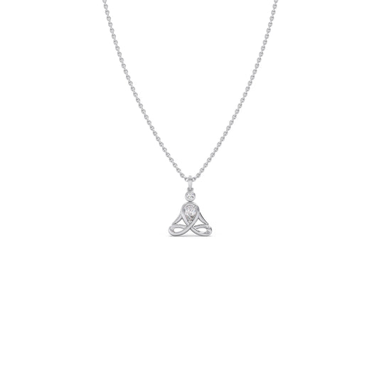 Lotus Pose Yoga Diamond Pendant Necklace