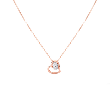 Oval Diamond Heart Pendant Necklace