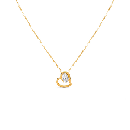 Oval Diamond Heart Pendant Necklace