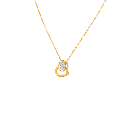 Oval Diamond Heart Pendant Necklace