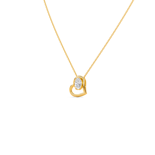 Oval Diamond Heart Pendant Necklace