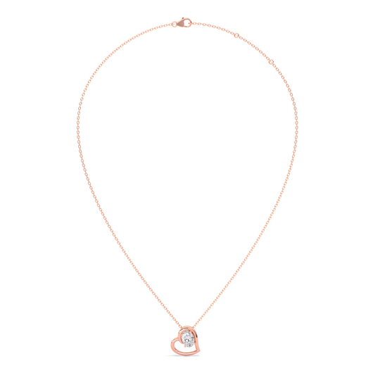 Oval Diamond Heart Pendant Necklace
