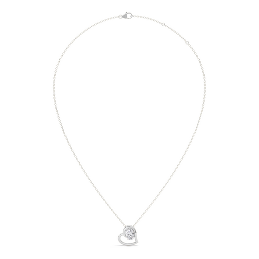 Oval Diamond Heart Pendant Necklace