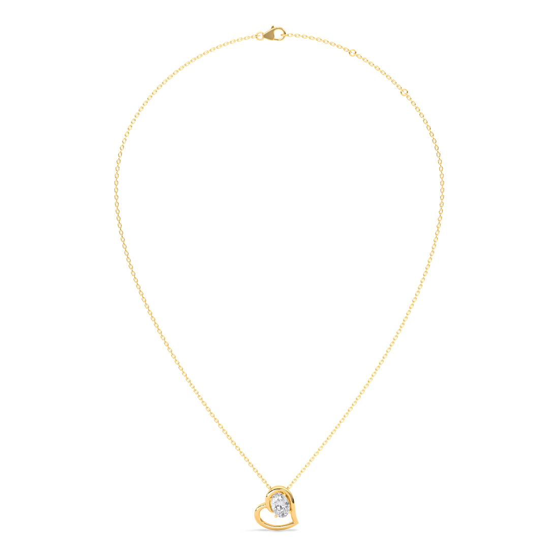 Oval Diamond Heart Pendant Necklace
