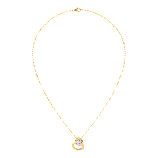 Oval Diamond Heart Pendant Necklace