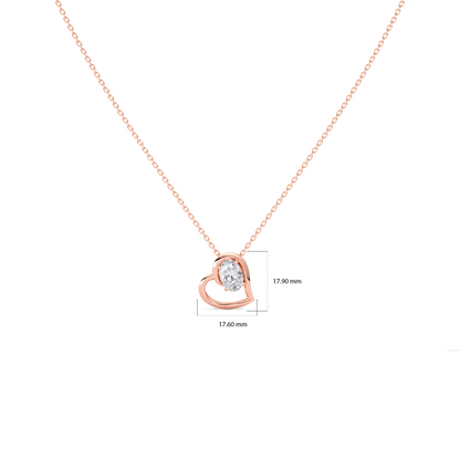 Oval Diamond Heart Pendant Necklace