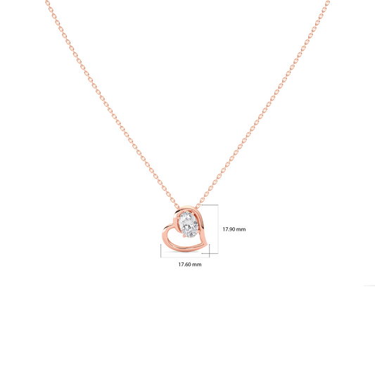 Oval Diamond Heart Pendant Necklace
