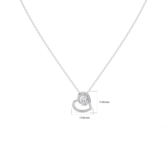 Oval Diamond Heart Pendant Necklace