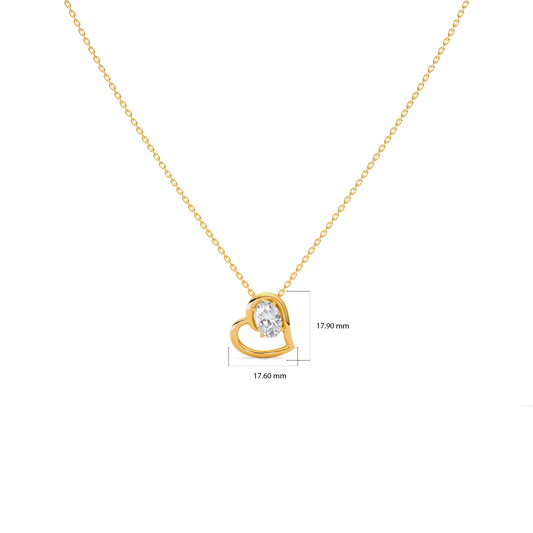 Oval Diamond Heart Pendant Necklace