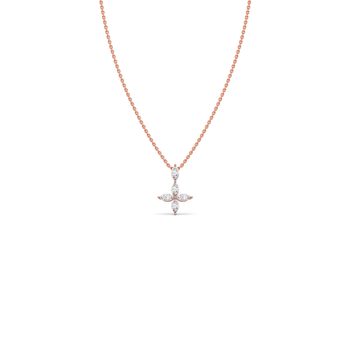 Marquise Diamond Cross Pendant Necklace