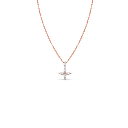Marquise Diamond Cross Pendant Necklace