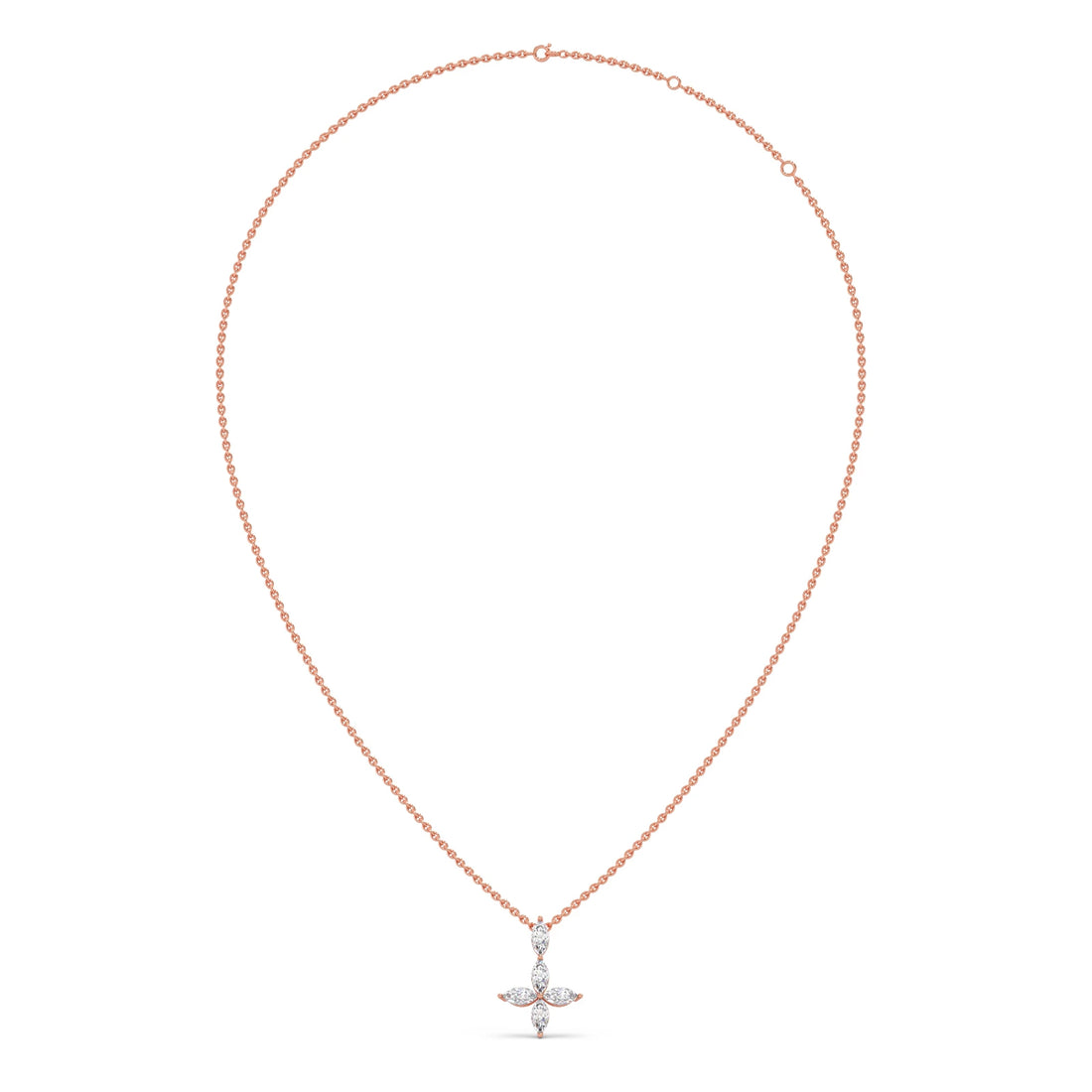 Marquise Diamond Cross Pendant Necklace