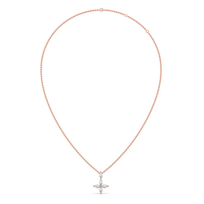Marquise Diamond Cross Pendant Necklace