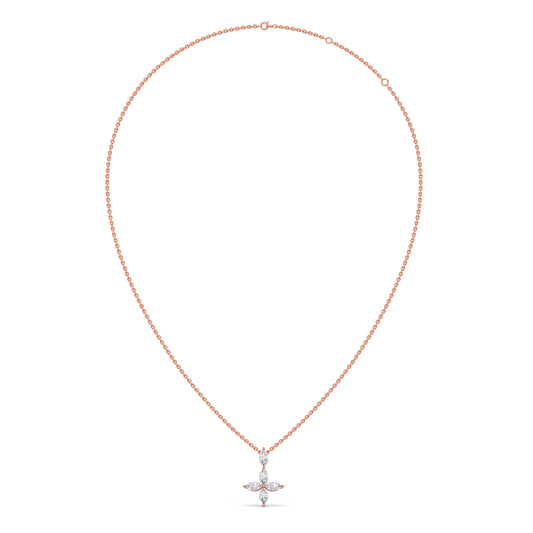 Marquise Diamond Cross Pendant Necklace