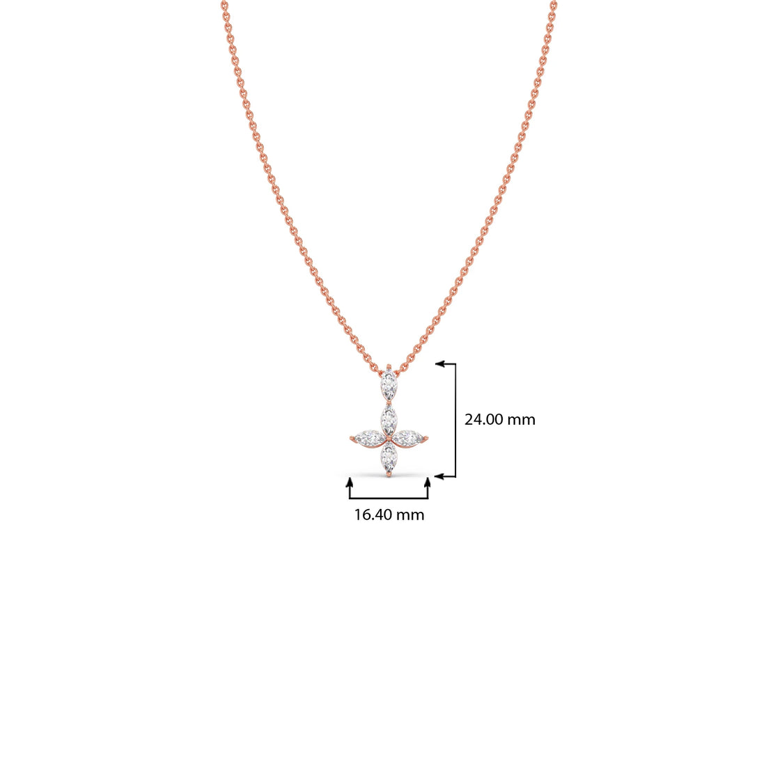 Marquise Diamond Cross Pendant Necklace