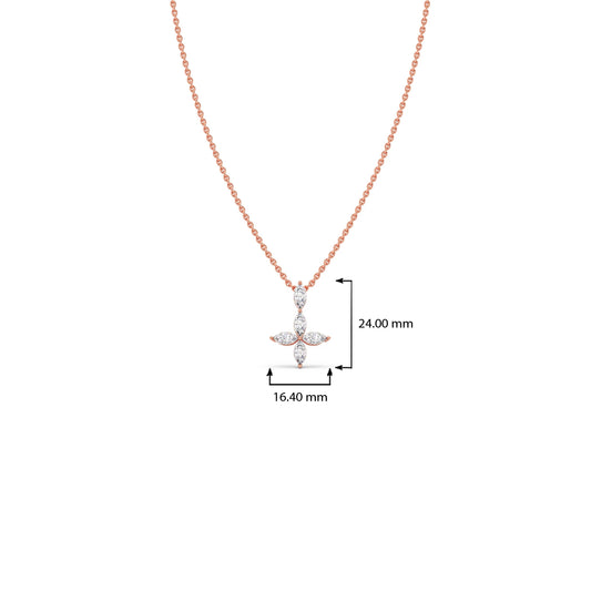 Marquise Diamond Cross Pendant Necklace