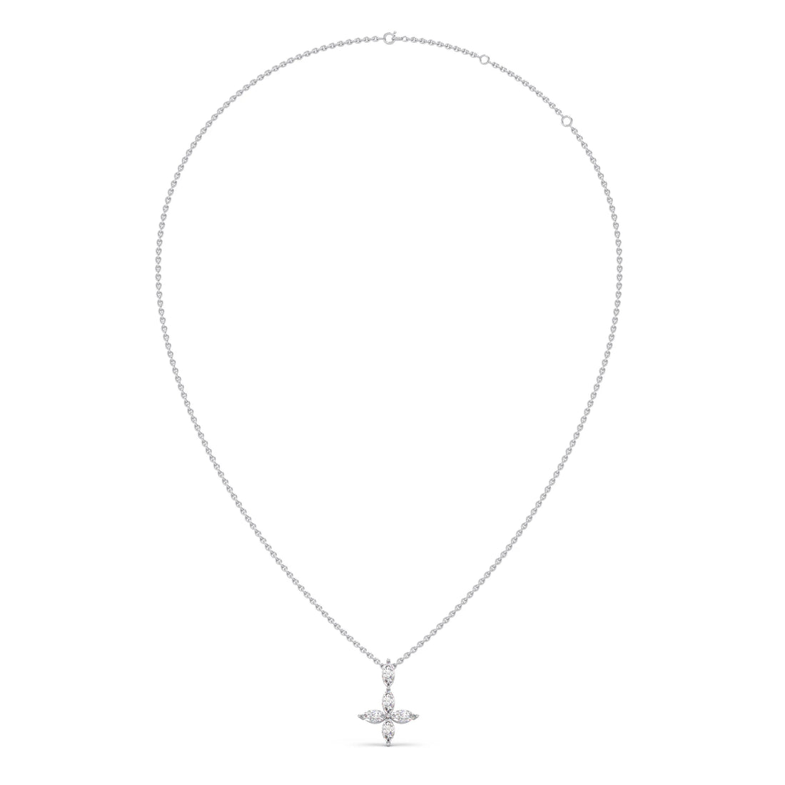 Marquise Diamond Cross Pendant Necklace