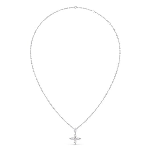 Marquise Diamond Cross Pendant Necklace