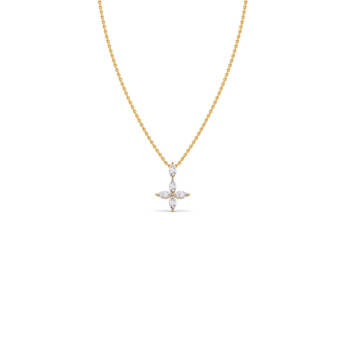 Marquise Diamond Cross Pendant Necklace