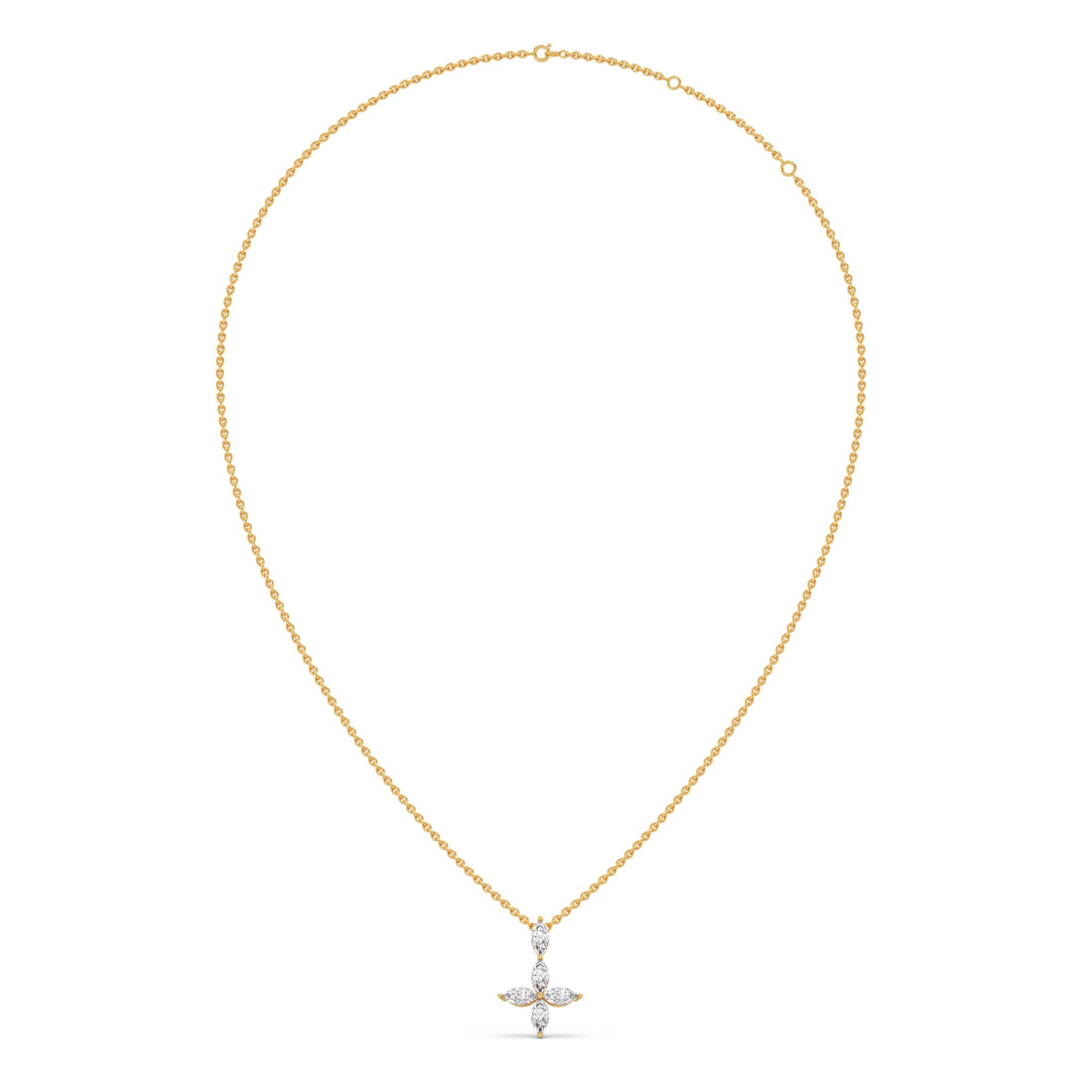 Marquise Diamond Cross Pendant Necklace