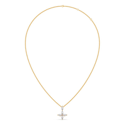 Marquise Diamond Cross Pendant Necklace