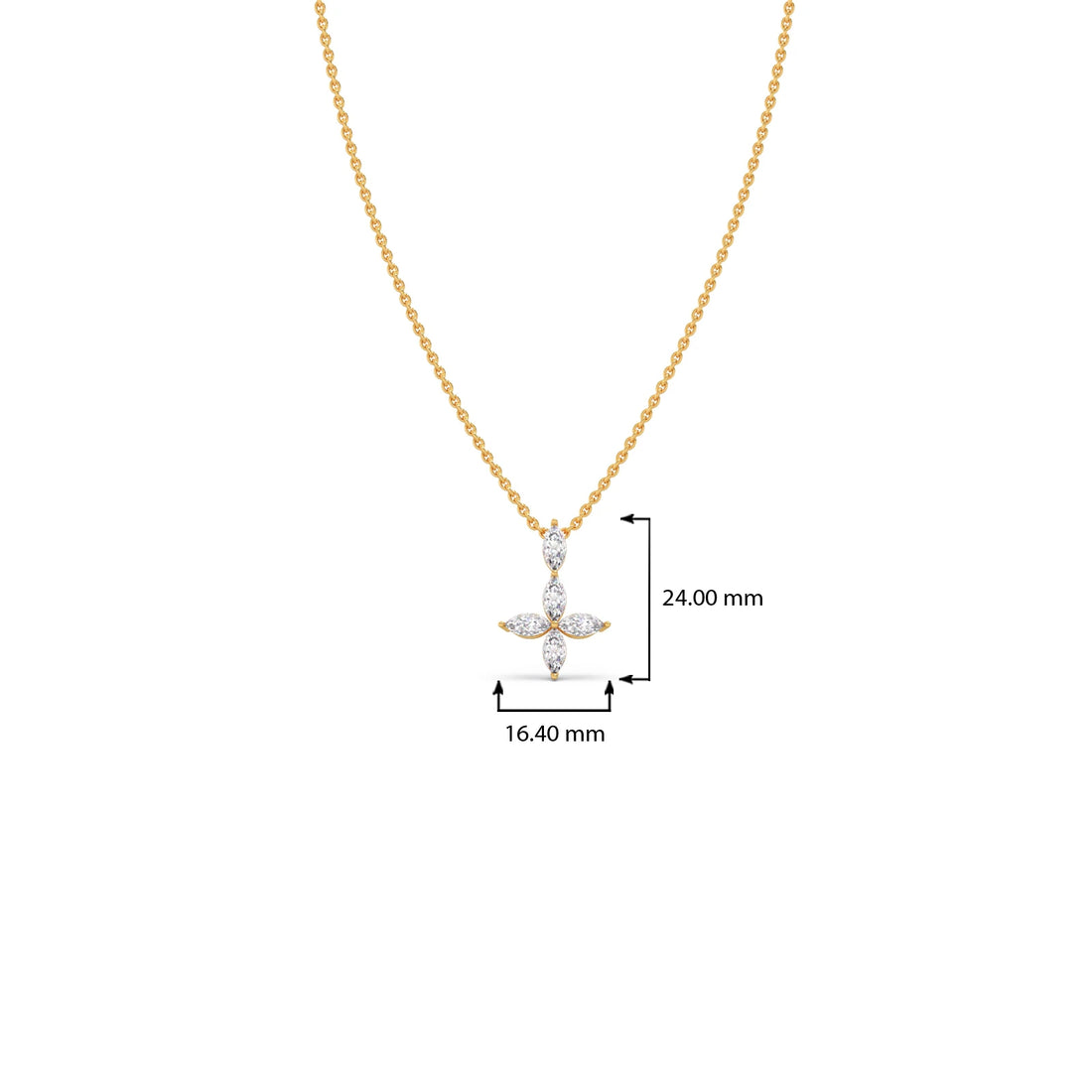 Marquise Diamond Cross Pendant Necklace