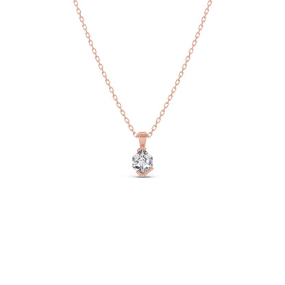 Half Bezel Set Tenz Hexa Cut Solitaire Pendant Necklace
