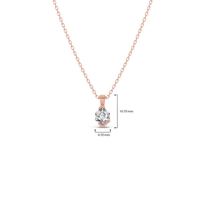 Half Bezel Set Tenz Hexa Cut Solitaire Pendant Necklace