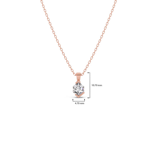 Half Bezel Set Tenz Hexa Cut Solitaire Pendant Necklace