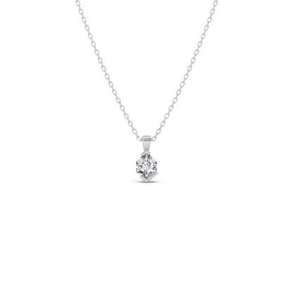 Half Bezel Set Tenz Hexa Cut Solitaire Pendant Necklace