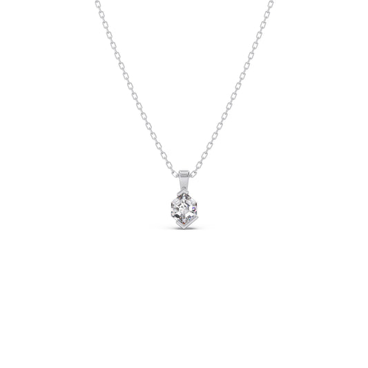 Half Bezel Set Tenz Hexa Cut Solitaire Pendant Necklace