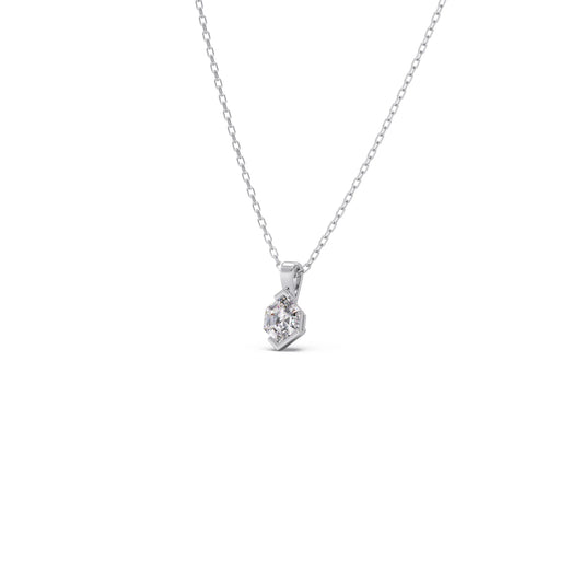 Half Bezel Set Tenz Hexa Cut Solitaire Pendant Necklace