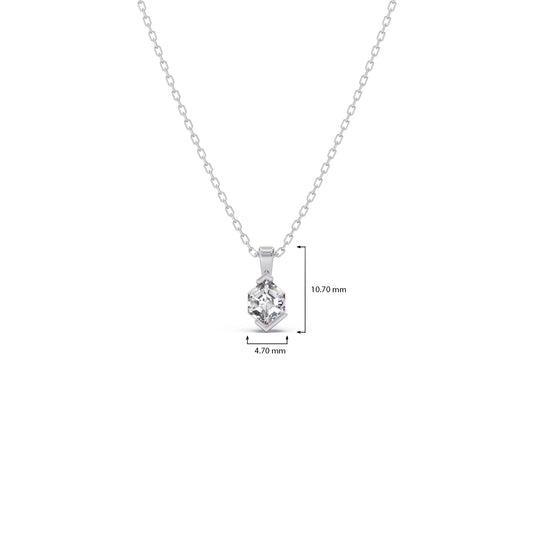 Half Bezel Set Tenz Hexa Cut Solitaire Pendant Necklace