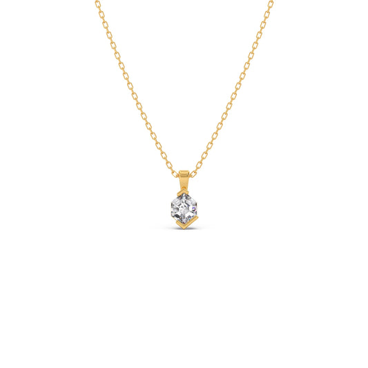 Half Bezel Set Tenz Hexa Cut Solitaire Pendant Necklace