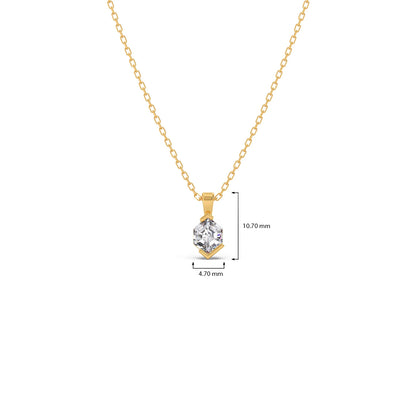 Half Bezel Set Tenz Hexa Cut Solitaire Pendant Necklace