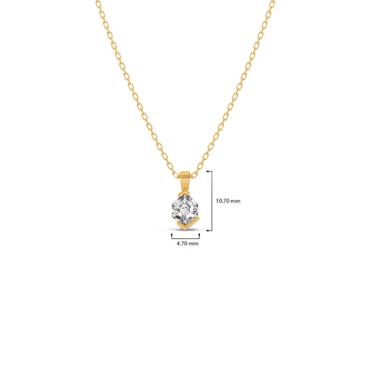 Half Bezel Set Tenz Hexa Cut Solitaire Pendant Necklace