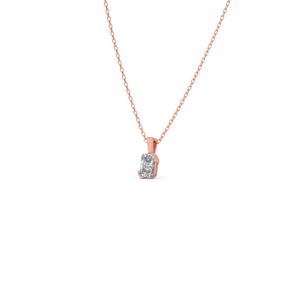 Half Bezel Set Frost Emerald Cut Solitaire Pendant Necklace