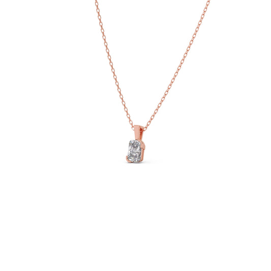 Half Bezel Set Frost Emerald Cut Solitaire Pendant Necklace