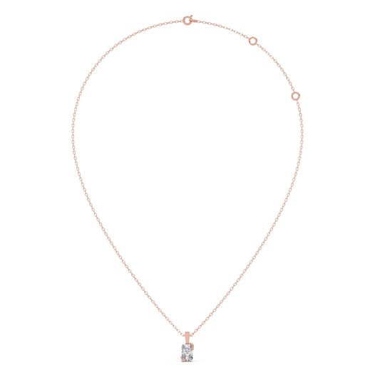 Half Bezel Set Frost Emerald Cut Solitaire Pendant Necklace