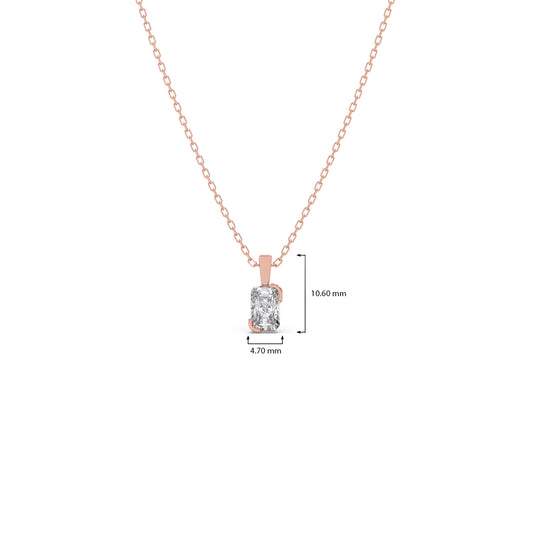 Half Bezel Set Frost Emerald Cut Solitaire Pendant Necklace