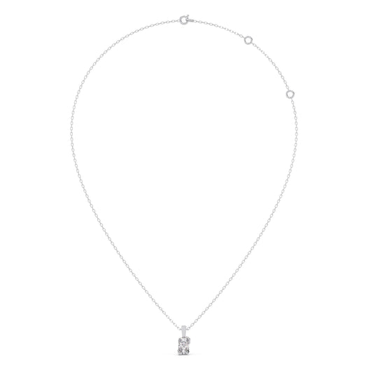 Half Bezel Set Frost Emerald Cut Solitaire Pendant Necklace