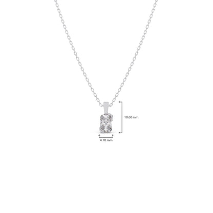 Half Bezel Set Frost Emerald Cut Solitaire Pendant Necklace