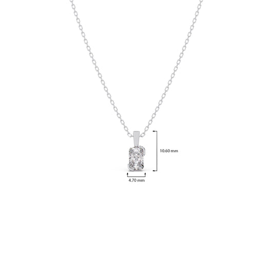 Half Bezel Set Frost Emerald Cut Solitaire Pendant Necklace